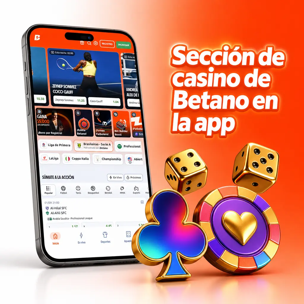 Sección de casino de Betano en la app